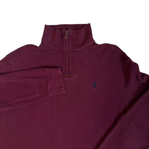 Polo Ralph Lauren 1/4 Zip Pullover Sweater Size XL Red Maroon Long Sleeve - Picture 3 of 7